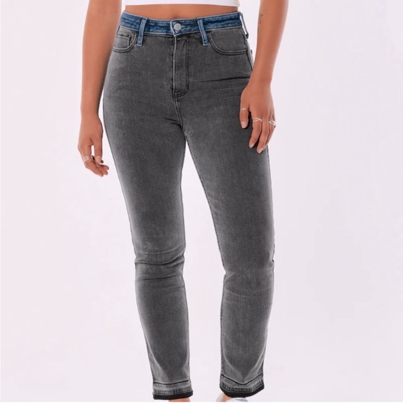 ULTRA HIGH-RISE BLACK CONTRAST WAIST SKINNY ANKLE JEAN SIZES 19S and 00L - Picture 3 of 10